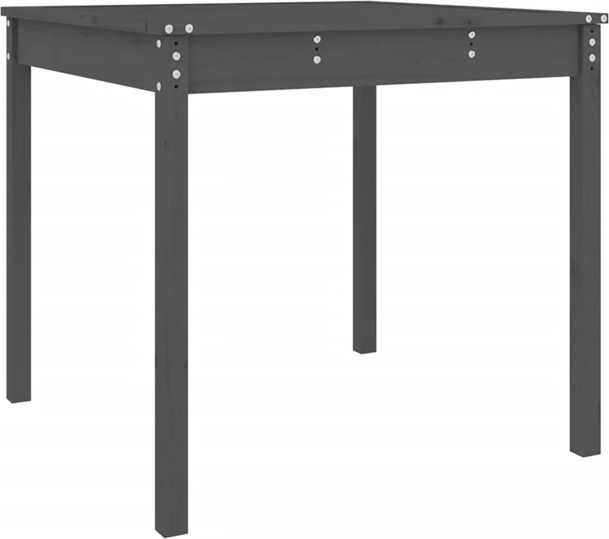 Grijze massief grenenhouten tuintafel van 82,5x82,5x76 cm.