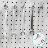 50 stuks Garage Pegboard Hooks, 25 mm Gatafstand 32 mm Dik 50 mm Lang Pegboard Hooks Zware Wandhaken voor Wanddisplay Gereedschap Garageopslag (Zilver)