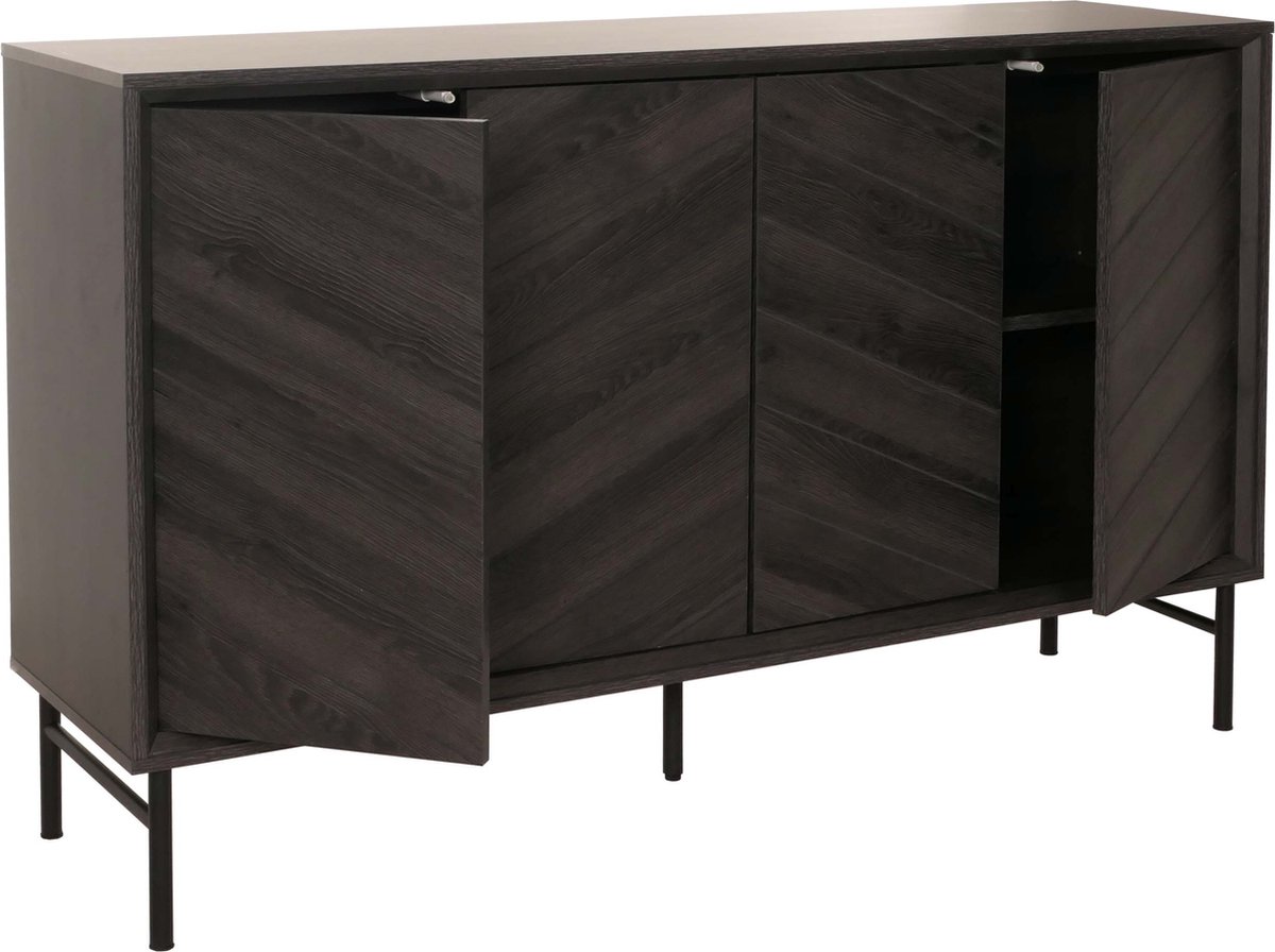 MCW Dressoir MCW-M50, ladekast highboard dressoir, massief hout mango 94x151x40cm ~ donkergrijs