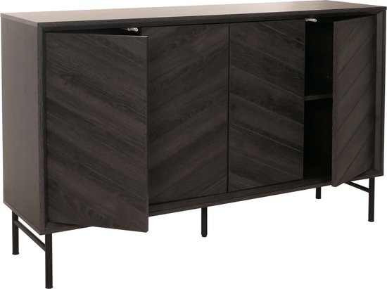 Foto: Dressoir mcw m50 ladekast highboard dressoir massief hout mango 94x151x40cm donkergrijs