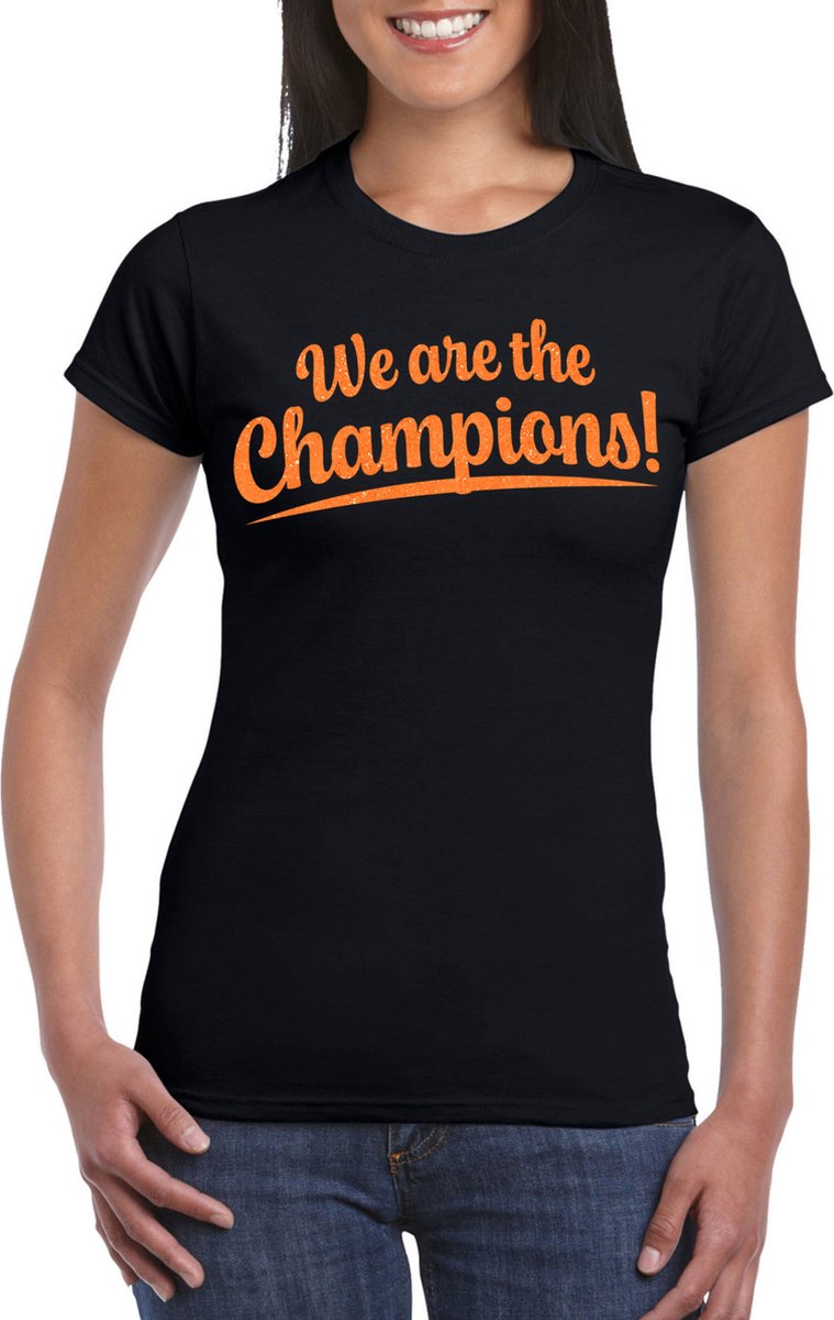 Bellatio Decorations Verkleed T-shirt voor dames - champions - zwart - EK/WK voetbal supporter L