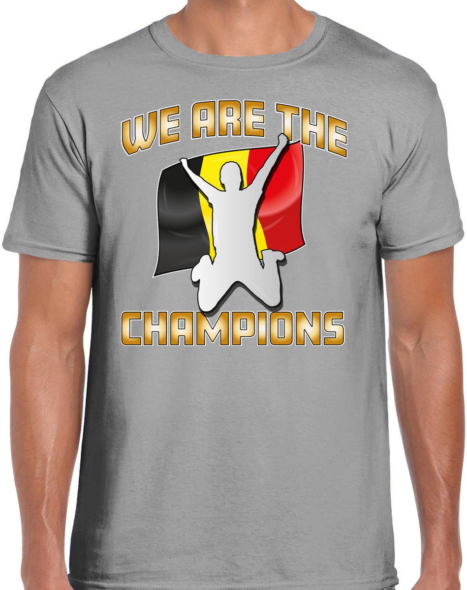 Bellatio Decorations Verkleed T-shirt voor heren - Belgie - grijs - voetbal supporter - themafeest XXL