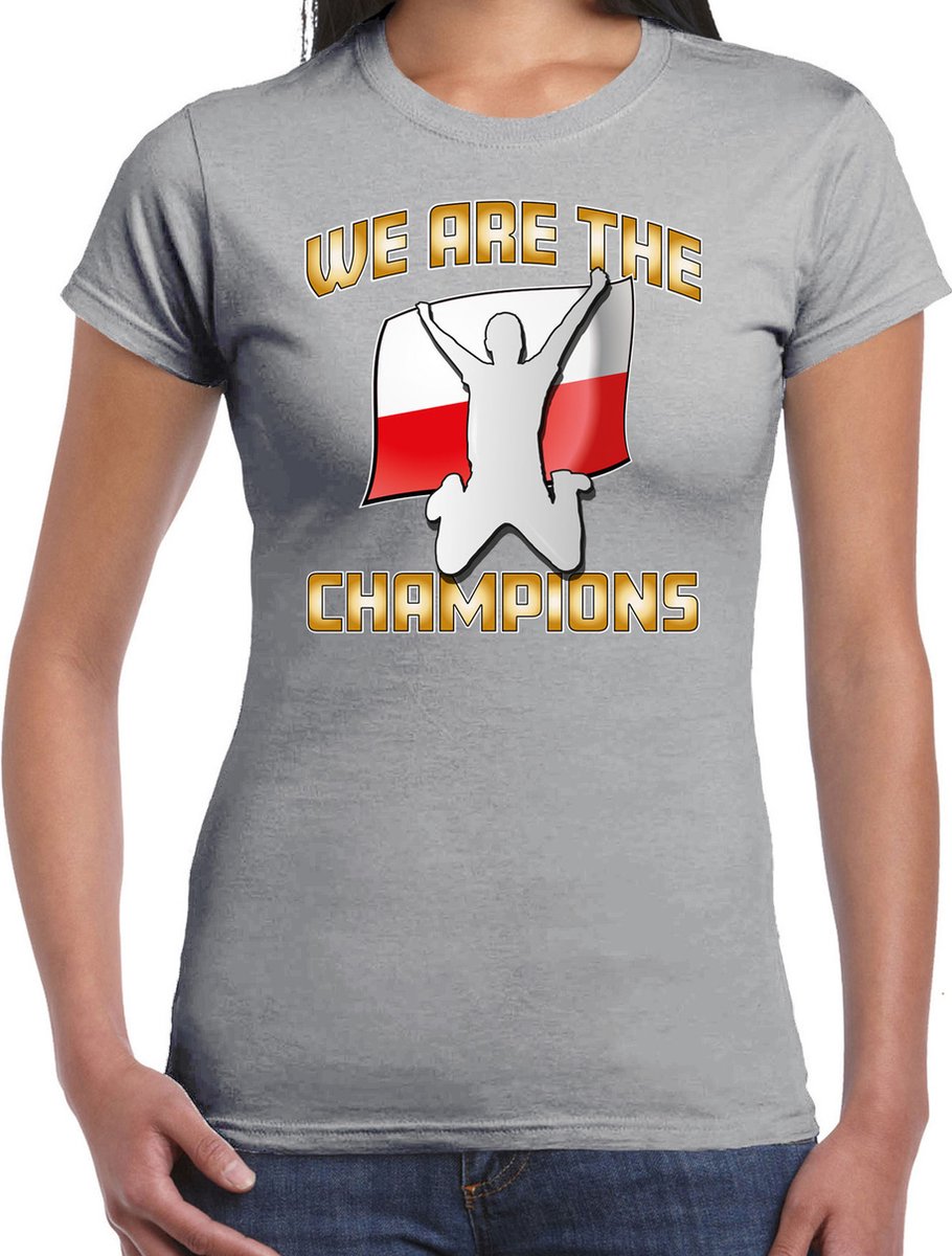 Bellatio Decorations Verkleed T-shirt voor dames - Polen - grijs - voetbal supporter - themafeest L