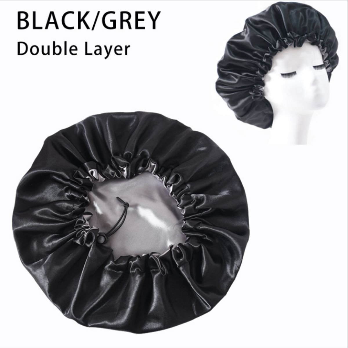 New Age Devi - Satijn slaapmuts - Slaapmuts - Satijn - Nacht muts - Dames - Volwassenen - Satijnen bonnet - Slaap cap - Bonnet - Zwart