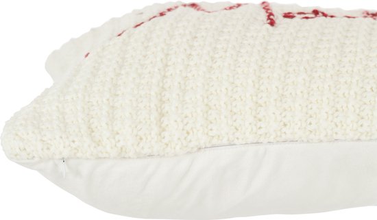 J-Line coussin Maison - polyester/acryl - rouge/blanc