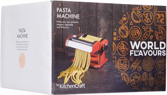 Pasta Maker met 9 Dikte-Instellingen van Roestvrij Staal - Rood pasta roller — afbeelding 3