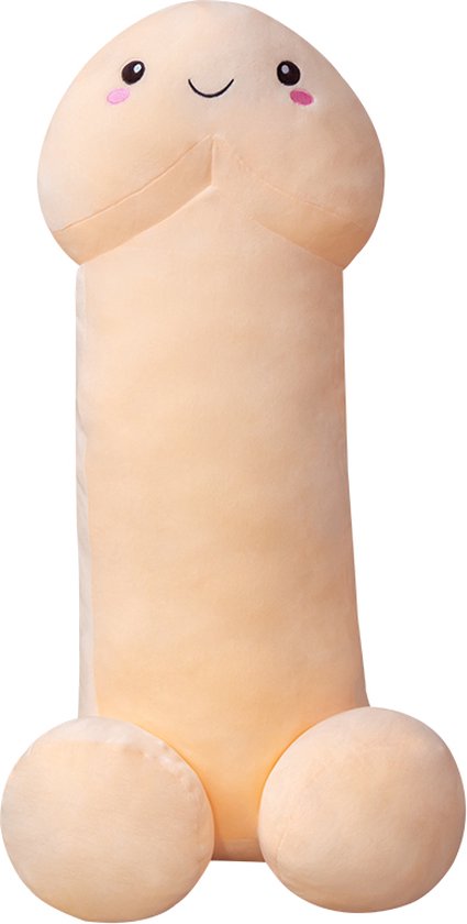 Foto: Dicky penis knuffel van 60 cm zachte piemel kussen van stof super zachte stoffen beige