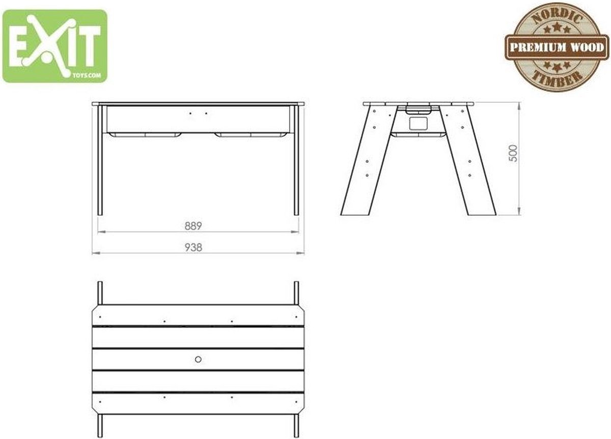 EXIT Aksent zand- en watertafel met parasol en tuingereedschap