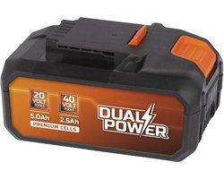 Dual Power batterij POWDP9037 - 2x20V, 5.0Ah, 2.5Ah - accu voor 20V & 40V toestellen - led-stroomindicator - batterijplatform