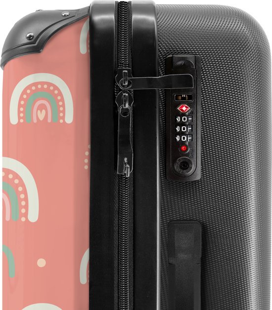 NoBoringSuitcases.com® - Grande valise enfant Arc-en-ciel - Cœurs - Motifs - Fille - Rose - Enfants - Bagage - Valise de voyage pour fille - Valise chariot - Valises 67cm
