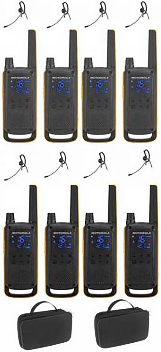 Set van 8 Motorola Talkabout T82 Extreme PMR446 Portofoons met headsets