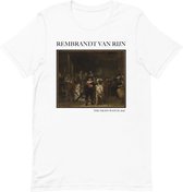 Rembrandt van Rijn 'De Nachtwacht' ("The Night Watch") Beroemd Schilderij T-Shirt | Unisex Klassiek Kunst T-shirt | Wit | L