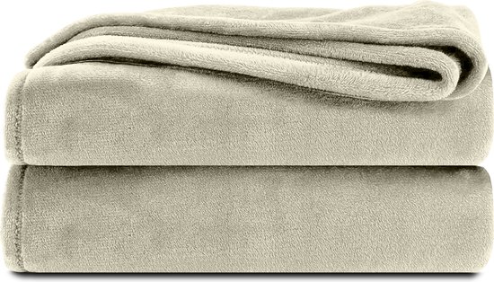 Komfortec Fleece Deken - Met kasjmier gevoel - Plaid - Fleece Plaid - Fleece Dekens - Fleece Deken 240x220 cm – Super Zacht – Ecru