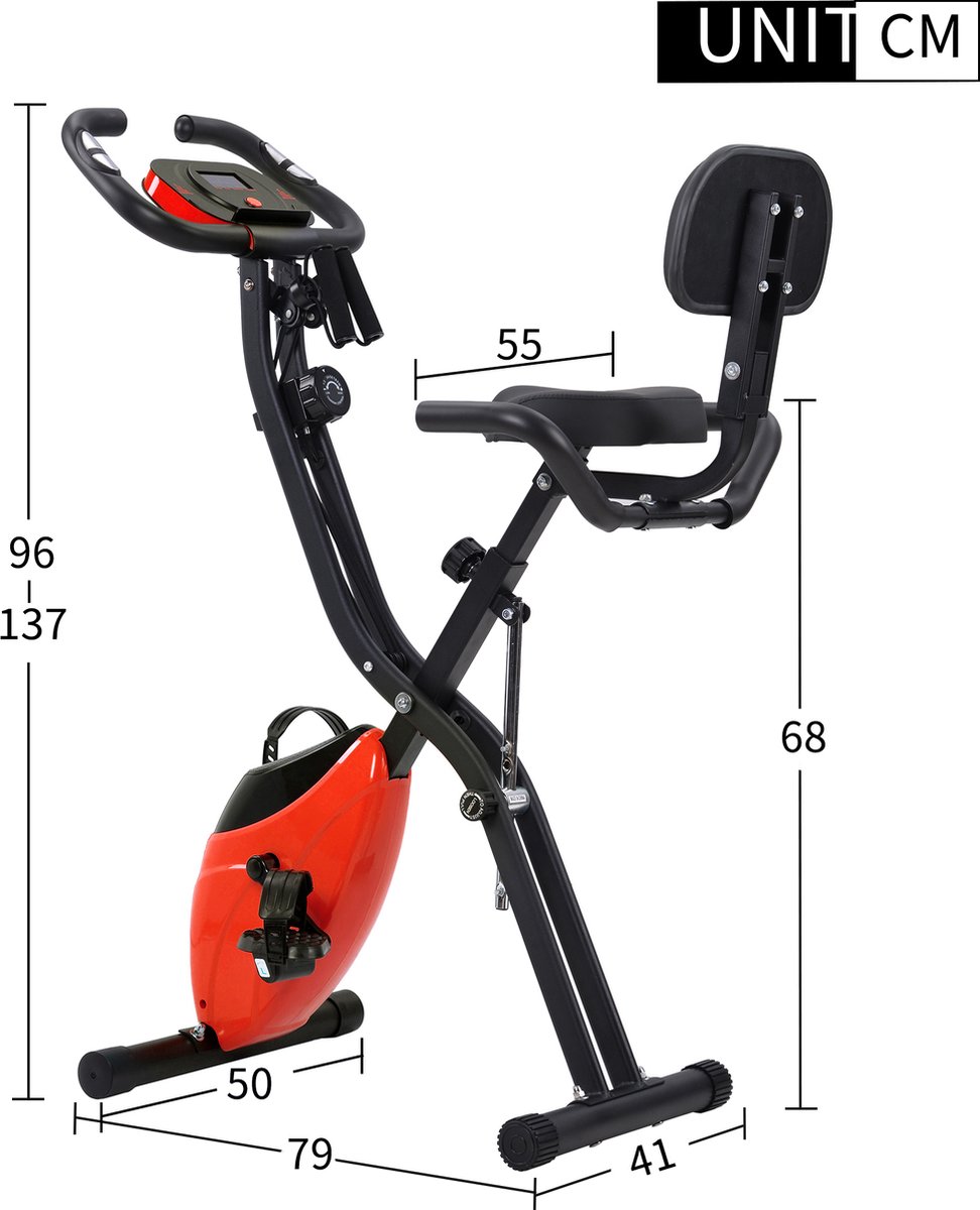 Merax Hometrainer met 10 Weerstandsniveaus Opvouwbare Fitnessfiets X Bike . bol