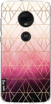 Casetastic Motorola Moto G7 / Moto G7 Plus Hoesje - Softcover Hoesje met Design - Pink Ombre Triangles Print