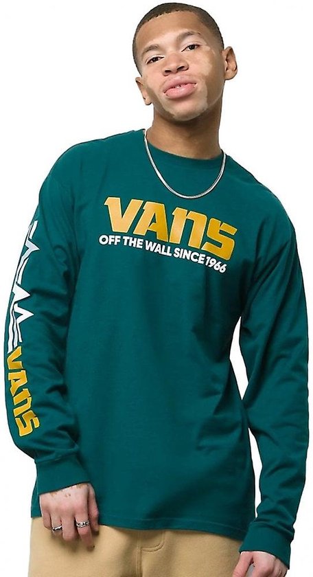 T-shirt Homme Vans MT Longsleeve (Taille M) Vert/Jaune - Imprimé Off The Wall