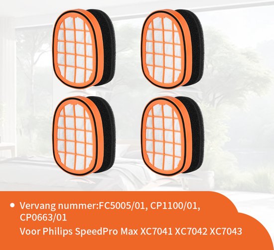 Foto: 4 hepa filters geschikt voor philips speedpro max 8000 series van replacements 