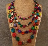 Prachtige halsketting ketting met kokosnoot kralen handgemaakt vrolijke kleuren