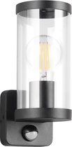 LED Tuinverlichting - Buitenlamp - Wandlamp - Torna Tino - E27 Fitting - Bewegingssensor - Mat Zwart - Aluminium