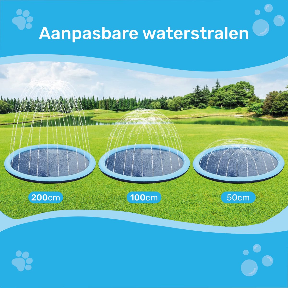 Dutchwide Ø 200cm Hondenzwembad - Met Sproeiers - Anti Slip Hondendouche - Bad voor Honden - Waterspeelgoed Hond - Fontein - Zwembad - Hondenbad — afbeelding 4