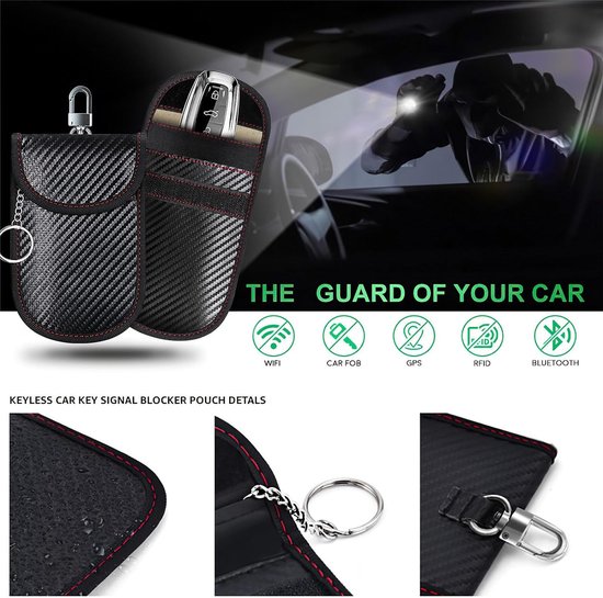 Autosleutelhoesje Faraday kooi autosleutel zakje autosleutels anti-hacking case blocker RFID signaalblokker beschermer anti-diefstal zakje Faraday Pouch voor autosleutel signaalblokker bruin (2 stuks