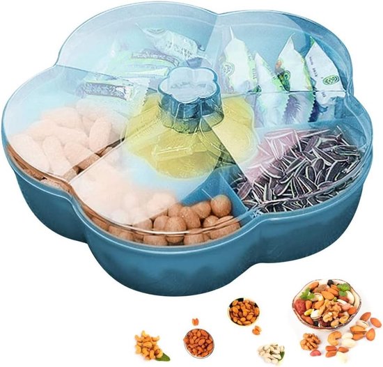 Snack Box En Tissu Avec 6 Compartiments Amovibles - Boîte De Rangement Pour Bonbons, Chips, Snacks - Présentoir Compact Avec Poignée - Noir