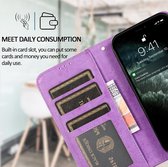 Mobigear Telefoonhoesje geschikt voor Apple iPhone 15 Plus Hoesje | Mobigear Wallet Uitneembare 2in1 Bookcase Portemonnee | Pasjeshouder voor 3 Pasjes | Telefoonhoesje voor Pinpas / OV Kaart / Rijbewijs - Paars