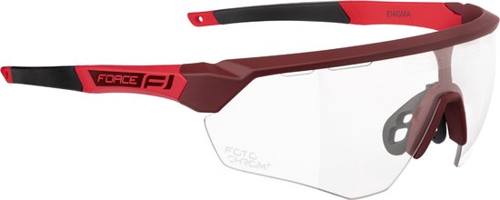 F ENIGMA Lunettes de Sport Photochromiques Rouge Mat avec Protection UV400 et Monture Flexible TR90 - Unisexe & Universelle - Lunettes de Sport - Lunettes de Soleil pour Hommes et Femmes - Accessoires de vélo