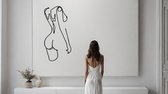 Vrouw13 - Silhouette - Metaalkunst - Wit - 90 cm- Line Art Decoratie - Muur Decoratie- Cadeau voor Vrouw- Inclusief ophangsysteem
