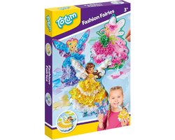 Totum Fashion Fairies - dress me up popjes elfjes versieren met lurex glansstof knutselen - knutselpakket fee prinses mode speelgoed meisje vanaf 4 jaar