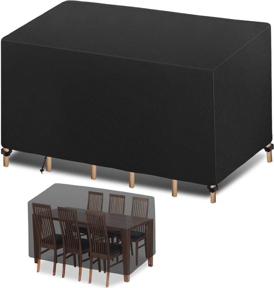 Enzeno Tuinmeubelhoes, waterdicht, winterbestendig zeil, tuinmeubelen, 420D Oxford beschermhoes tuintafel, hoes tuinmeubelen tafel voor tuintafel, zitset, rechthoekig