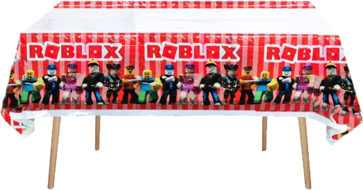 Roblox tafelzeil 180 x108 cm - Wegwerp tafelzeil - Afneembaar tafelzeil - Roblox personages - Roblox decoratie - Kinderfeestje tafeldecoratie - Roblox thema feestartikelen - Roblox merchandise - Tafeldecoratie voor gamers - Roblox fanartikelen