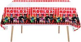 Roblox tafelzeil 180 x108 cm - Wegwerp tafelzeil - Afneembaar tafelzeil - Roblox personages - Roblox decoratie - Kinderfeestje tafeldecoratie - Roblox thema feestartikelen - Roblox merchandise - Tafeldecoratie voor gamers - Roblox fanartikelen