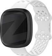 Bandz sport band 'Sport Air' geschikt voor Fitbit Versa 3 / Versa 4 / Sense / Sense 2 - Hoogwaardig ademend siliconen materiaal smartwatch bandje - Perfect voor het sporten - wit