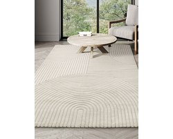 Vloerkleed Elio – Japandi Stijl met Moderne Lijnen in Creamkleurige Neutrale Tinten-80 x 150 cm