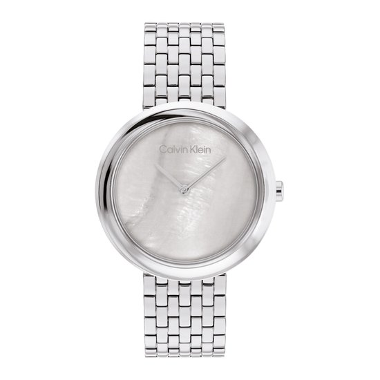 Calvin Klein CK25200320 Twisted bezel Dames Horloge - Mineraalglas - Staal - Zilverkleurig - 34 mm breed - Quartz - Vouw/Vlindersluiting