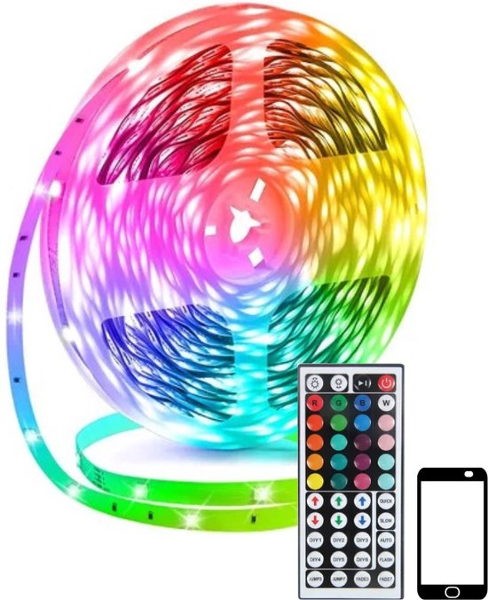 led strip - 40 M - RGBW + Verbinding Spotify - Inclusief App & Bleutooth - Zelfklevend - Gaming - Multi color Light