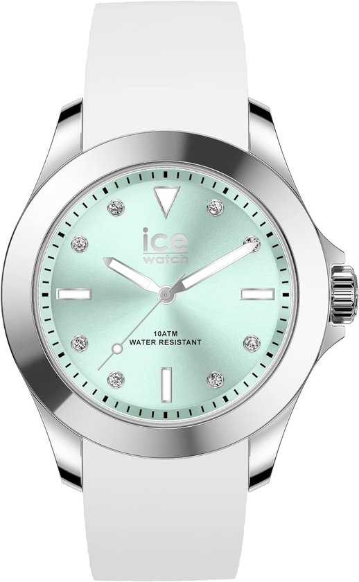 Ice Watch ICE steel - Classic - White pastel green 020381 Horloge - Siliconen - Zilverkleurig - Ø 40 mm