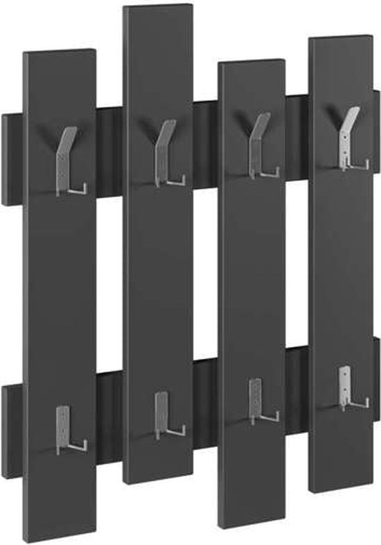 HOCUS PICUS Wandkapstok met 8 Haken – Wandgemonteerd Kleerhangerrek voor Hal, Slaapkamer & Kantoor – Onzichtbaar Bevestigingssysteem – 81 x 64 cm – Antracietgrijs