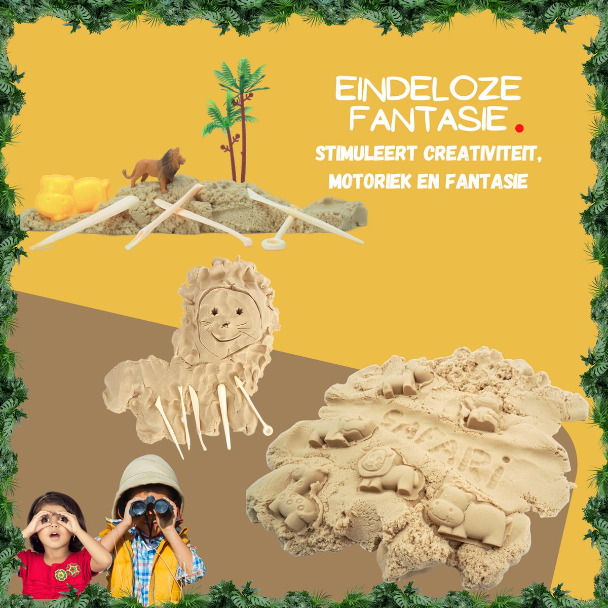 Sand Mania® kinetisch zand - Safari editie - 500 G Beige / Naturel – Sensorisch Speelzand met Vormpjes — afbeelding 7