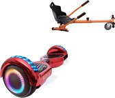 E-Mobility Rentals Hoverboard Met Hoverkart Oranje - Regular Neon Rood - Verlengde Afstand - 6.5'' Wielen - Oxboard - 15kmh - Bluetooth Speakers - LED Verlichting - UL2272 Gecertificeerd - Anti lek banden - Cadeau voor Kinderen