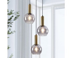 LumenXL Hanglamp Imme - smoke glas, 3-lichts - goud