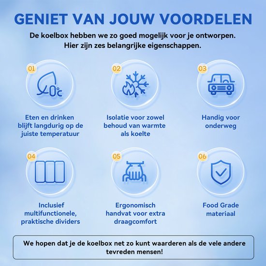 Brisby Koelbox - Frigobox - 12L - Blauw - Incl. Ergonomisch draaghandvat - Dividers - Snijplanken - Tot maximaal 40 uur isolatie - Incl. 2 koelelementen van 200ml van Brisby — afbeelding 2