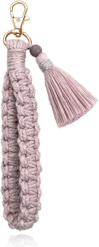 Sleutelhanger | Macramé | Naturel en Oker