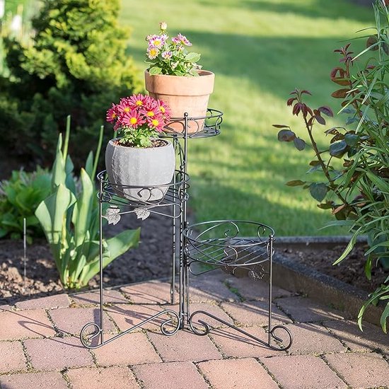 needs&wants® Plantenstandaard, bloemenstandaard van hout, weerbestendig, voor binnen en buiten, balkon, tuin, buiten, muur, plantenrek, bloementrap, 83 x 28 x 83 cm hoog, bruin