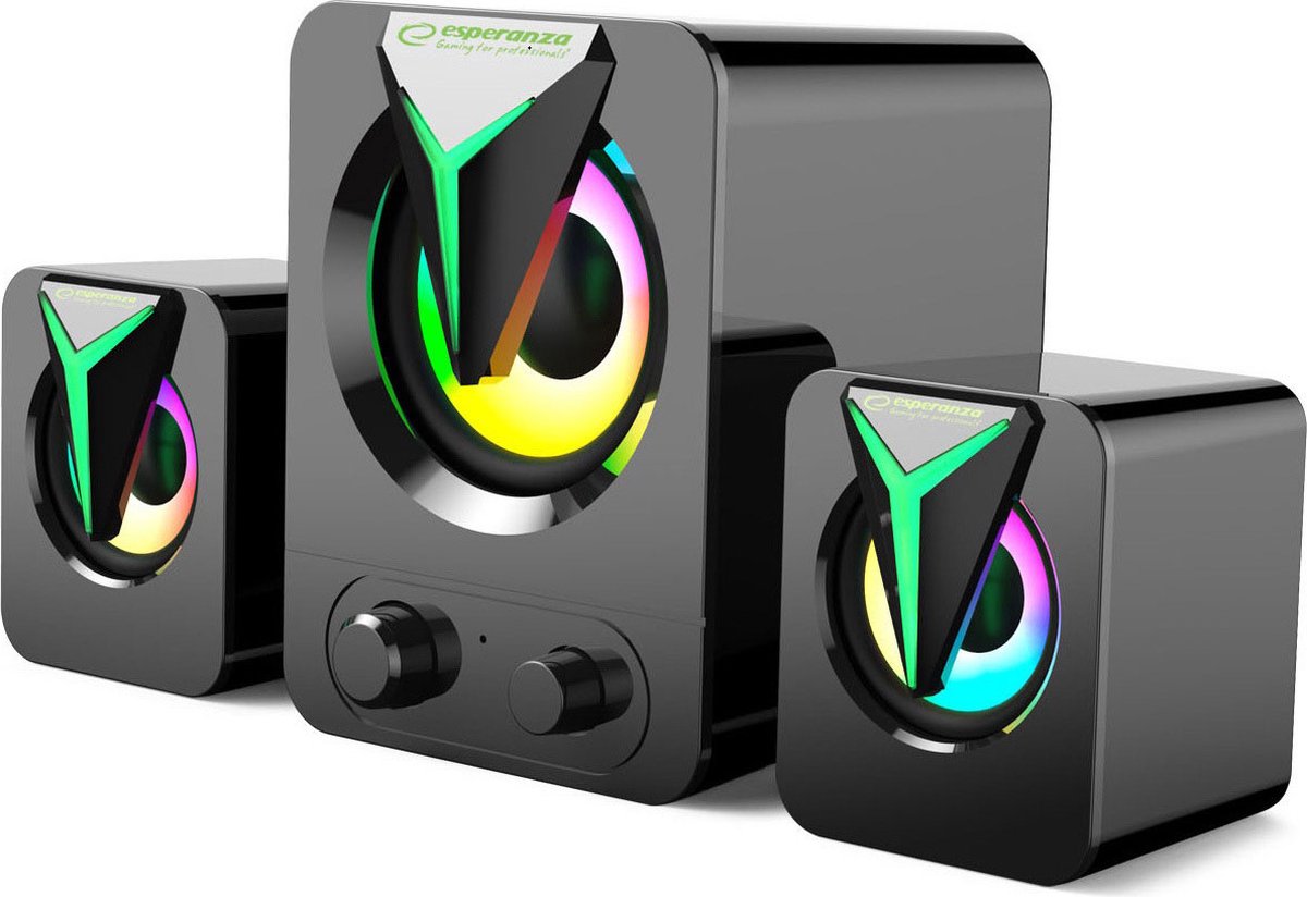 Esperanza - 2.1 USB-luidspreker met RGB-LED in regenboogkleuren