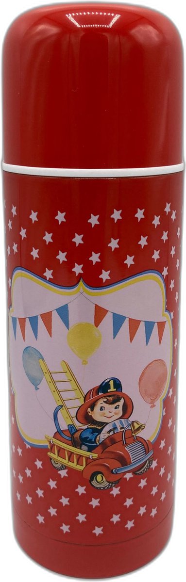 Living Colour - Retro Thermosfles - Thermosbeker Baby & Kids - Brandweer - Rood - 350 ml