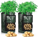 Aardappelkweekzak, 35 x 45 cm, duurzame stof, 10 liter plantenpotten met klep en handvat, 55 liter, 2 stuks