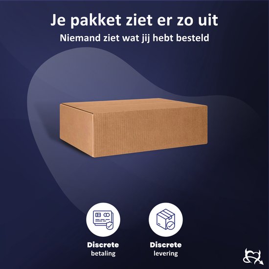 Bruine kartonnen doos voor discrete verzending van "Toys Hub" producten. Iconen voor discrete betaling en levering.
