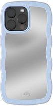 xoxo Wildhearts Wavy mirror case Blue telefoonhoesje - Geschikt voor iPhone 14 Pro Max - Golvend spiegelhoesje - Wolken hoesje - Schokbestendig - Cloud case - Silicone case met spiegel - Blauw